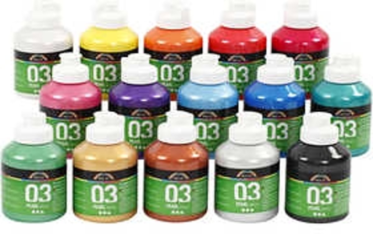 A-Color acrylverf, diverse kleuren, 03 - metallic, 15x500ml [HOB-32200]